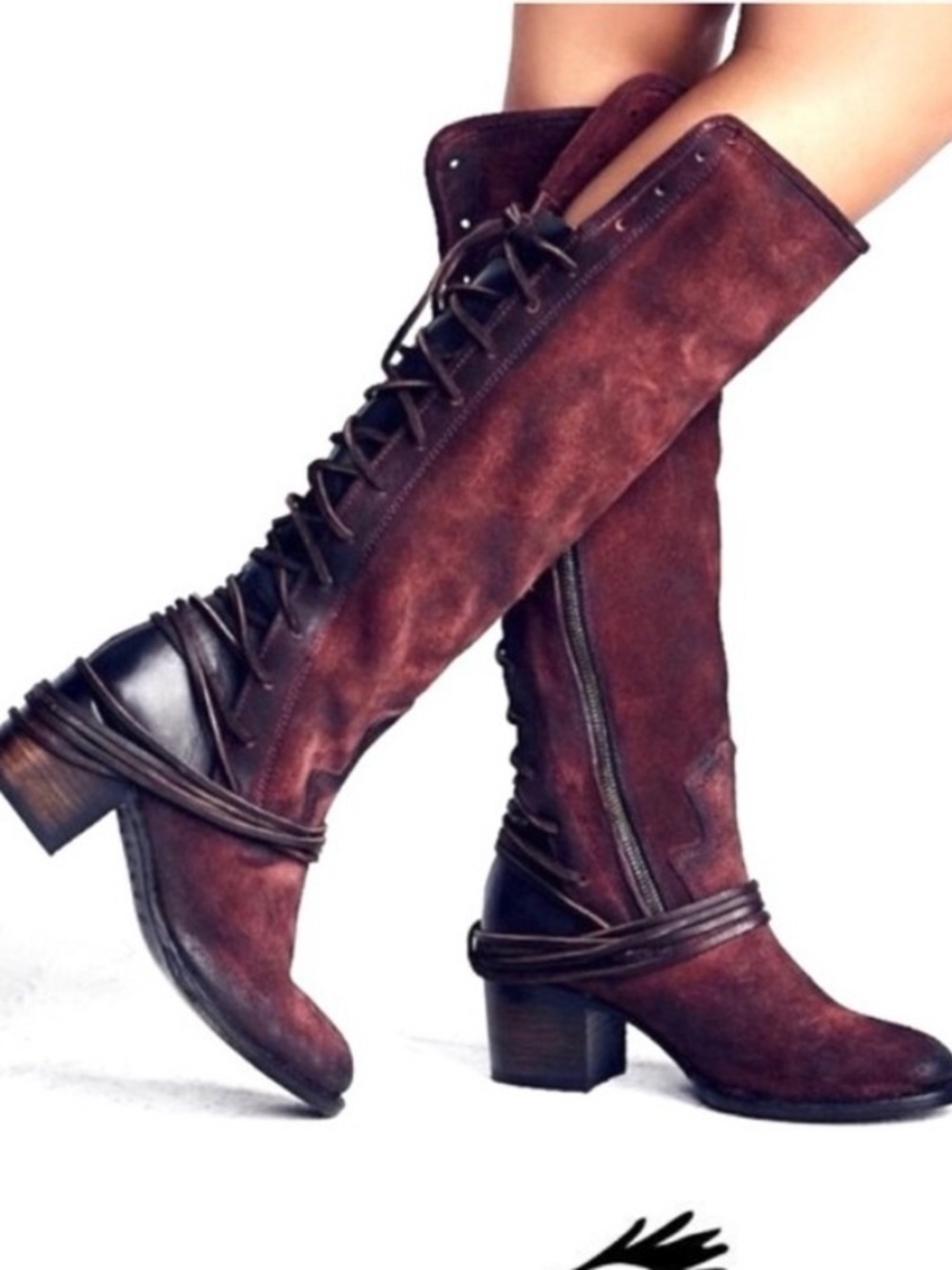 FREEBIRD Wine Suede Coal Boots